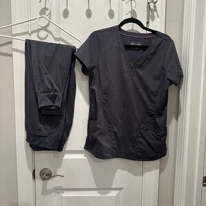 Women's Scrub Set - Charcoal V-Neck Top & Pants